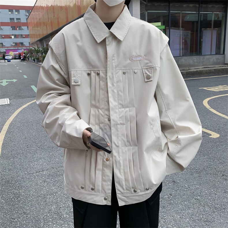 秋季chic高级感小众薄款夹克男设计感宽松复古翻领外套W7833-P70,男装夹克,星座512-4