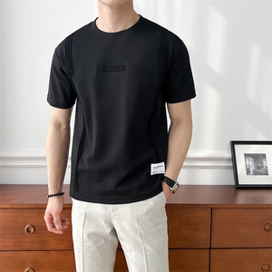 B353 T6707 P38 L-4XL 夏季新款2025潮流韩版休闲男士短袖体恤 白图片