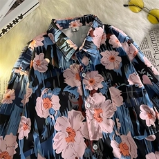 夏季长袖方领青春流行ins衬衫日系慵懒新款男宽松型W7127-P26，男装衬衫，星座512-2