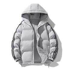 冬季潮流条纹五防立领加绒加厚棉衣情侣撞色棉服外套MY8899-p78，男装棉衣，星座610B-1