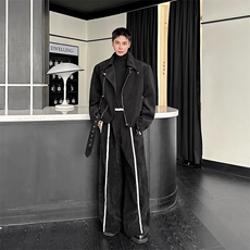 2025秋冬新款走秀网格设计感腰带重工短外套夹克男A345-627-P160，男装夹克，电商A345