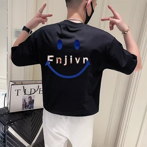 笑脸刺绣短袖男士T恤潮牌潮流高品质半袖smile打底衫2025夏季新款图片