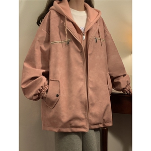 1假两件复古金属装饰大码M-5XL面层：PU皮夹克女JK77767P108图片