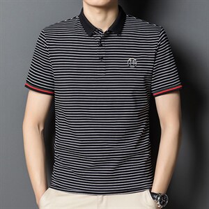 夏季新款男士条纹短袖T恤薄款男装青年休闲时尚Polo体恤衫上衣,男装T恤,电商B212（原钱塘6029）