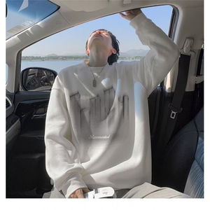 350g潮牌圆领宽松情侣长袖打底衫上衣服束口T恤卫衣Y59-P38网图图片