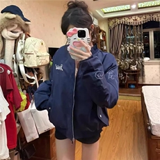 现货新款棒球领夹克男女款美式复古宽松百搭情侣外套LJK277-P72，男装夹克，星座1008