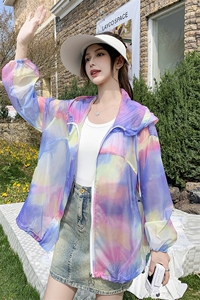 多巴胺紫色绝美气质防晒服女夏季韩系小个子海边轻薄连帽防晒衣潮图片