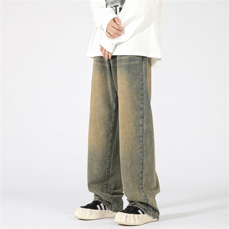 水洗复古牛仔裤男cleanfit直筒宽松裤子     A080-9003-P50控68图片