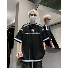 男装丝光棉喷漆短袖T恤2025夏印花五分袖体恤XZ514-2-2024110-P63，男装T恤，星座514-2(原B239)