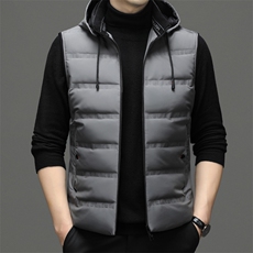 22冬季新款羽绒马甲男保暖外套90鸭绒纯色休闲连帽ZG22950-P170，男装羽绒服，钱塘6003（原4033）