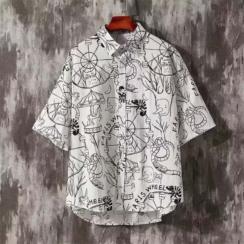 113-P23短袖花衬衫海南岛服沙滩服三亚夏威风,男装T恤,电商B323A