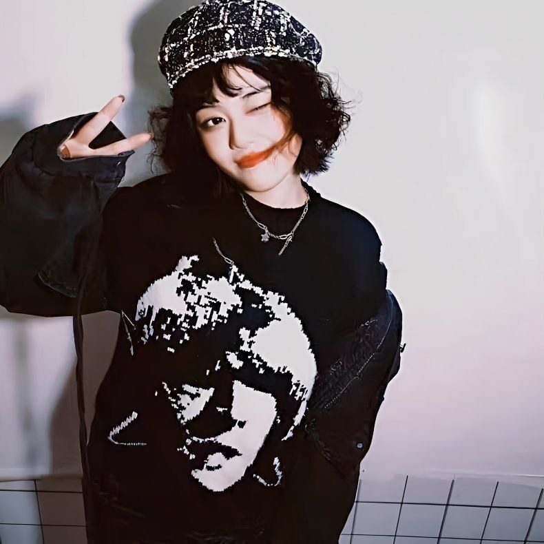 美式复古Cleanfit人像提花针织慵懒风圆领毛衣男女秋冬潮牌毛衫外,男装针织衫/毛衣,星座813-2