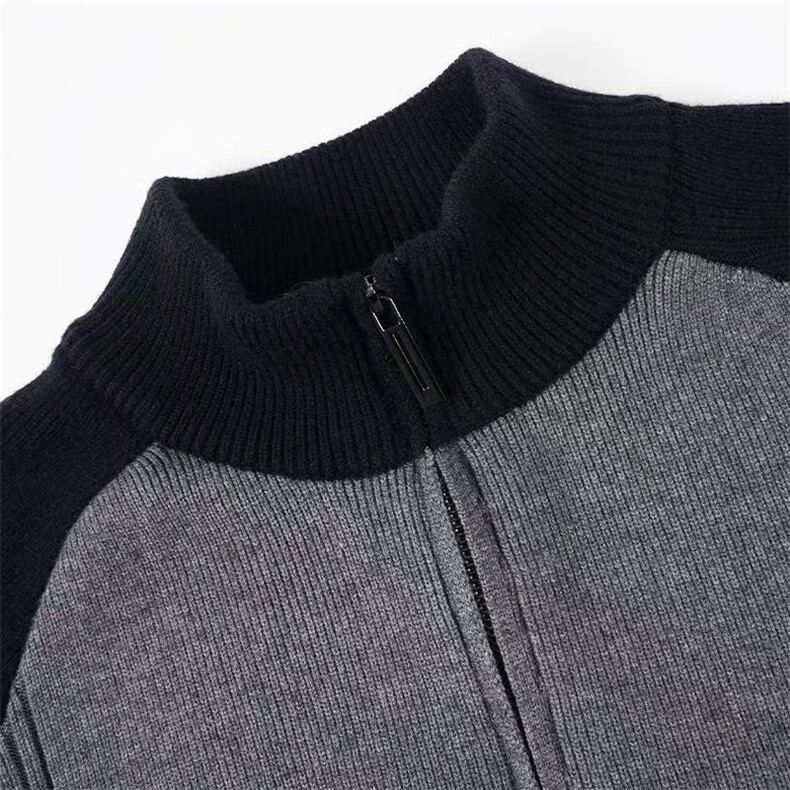 1506-1/M50241/P64冬季新款拼色插肩袖拼接高领领半拉链针织毛衣,男装针织衫/毛衣,星座1506-1