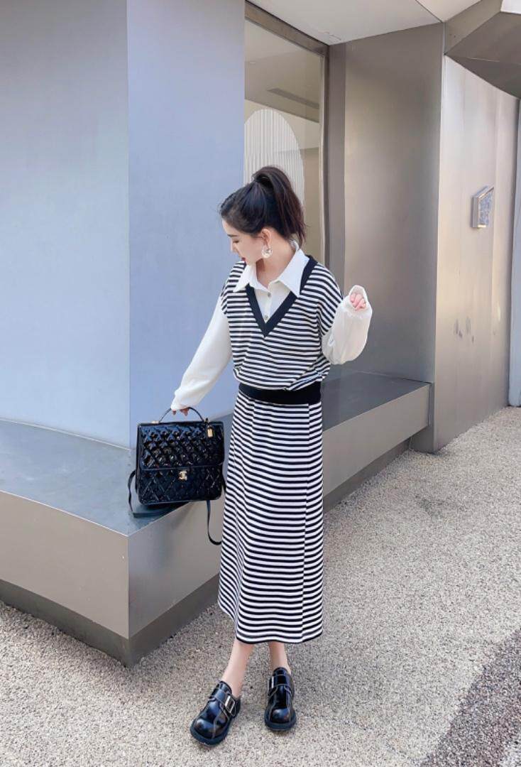 2023条纹套裙，其它，贻思茗