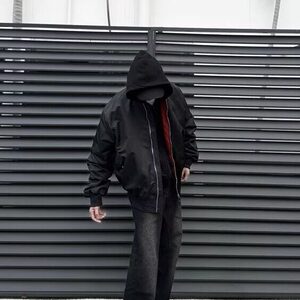 美式复古撞色内衬飞行服夹克男女高街vintage宽松机车棒球服外套图片