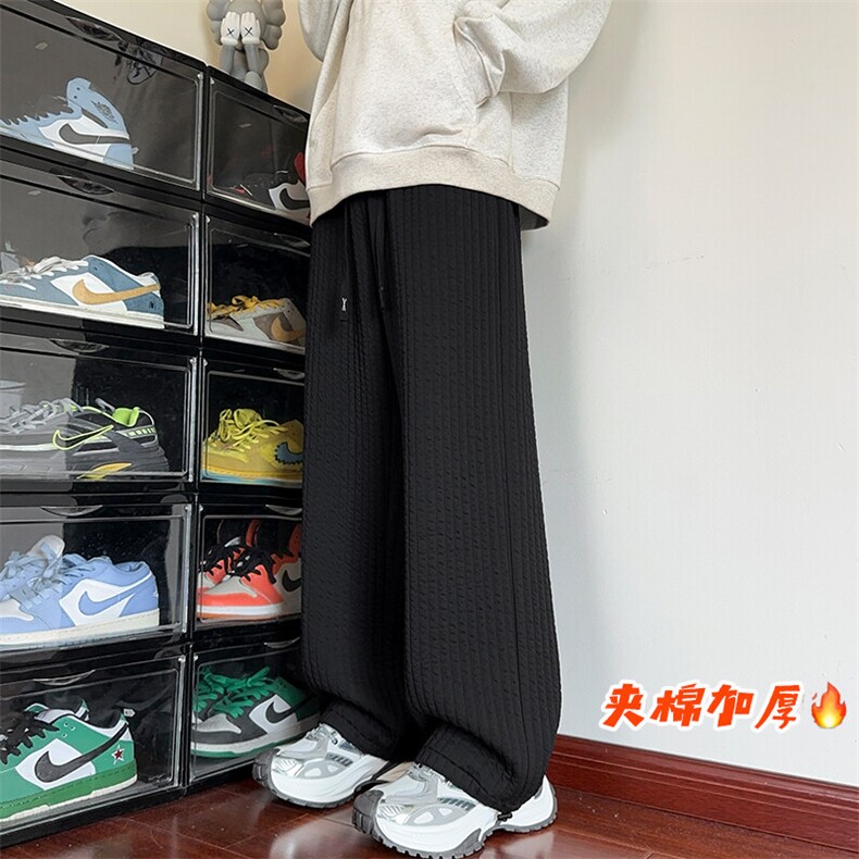 GENIOLAMODE加棉加厚保暖卫裤男士秋季青少年新款宽松直筒休闲裤,男装休闲裤,电商A001