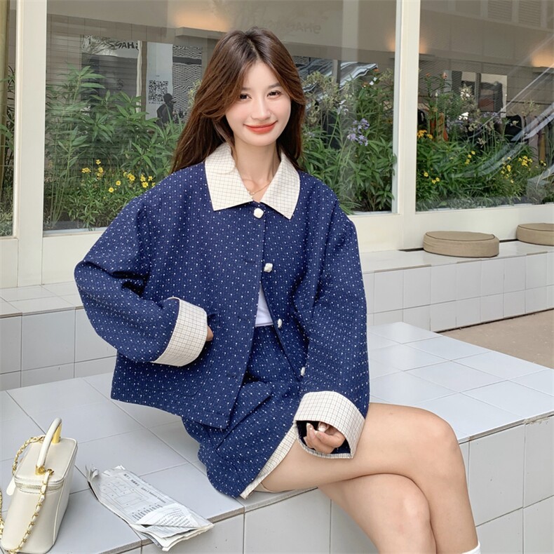 26春新款-轻奢高级感撞色波点设计格纹半裙套装2602-P175K288,女装套装/套裙,2B190