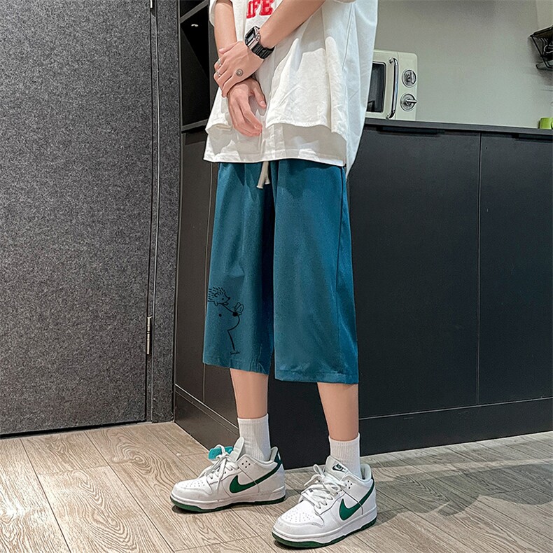 QK72166-P25冰丝七分裤男大码速干短裤男五分裤港风,男装休闲裤,电商A040