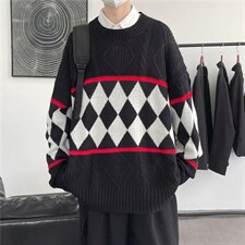 基础简约原宿风秋季韩版毛衣圆领潮流打底衫针织衫拼色M123-P48，男装针织衫/毛衣，星座512-4