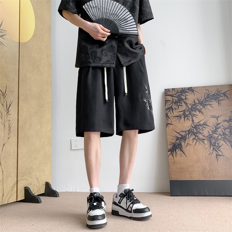 夏季风冰丝休闲短裤电脑刺绣结宽松五分裤男938特P27控48,男装牛仔裤,电商C305A