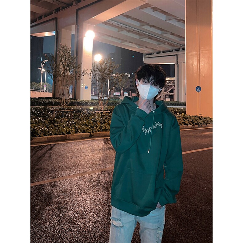 荆棘印花LOGO男女情侣潮牌连帽卫衣，男装卫衣，星座310A-4