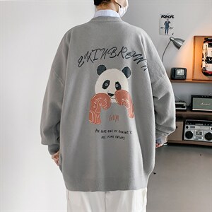 秋季港风长袖印花毛线毛衣半高领休闲套头针织衫线衣MY7456P48图片