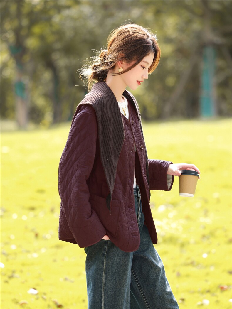 夹棉棉服女保暖舒适休闲2025冬季时尚休闲外套棉衣,女装棉衣/棉服,鑫源服饰