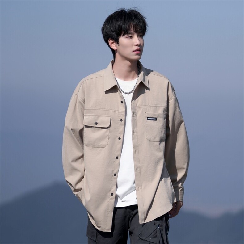 25年春季长袖衬衫男工装潮流衬衣宽松现货DS-C323-1-S581-特批45,男装衬衫,电商C323-1