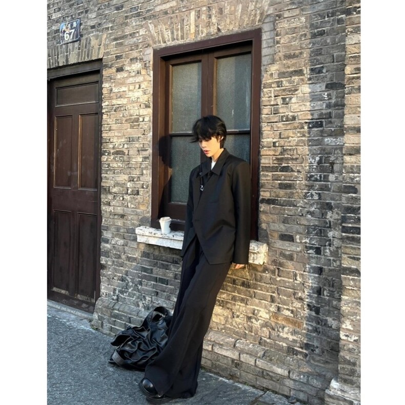 现货自制TWOWUS不对称高级感翻领小西装新中式休闲西服,男装西服,星座910A