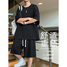 夏季时尚百搭简约套装S-3XL73%涤纶23%锦纶4%氨纶TZ50-特批65，男装休闲套装，星座718