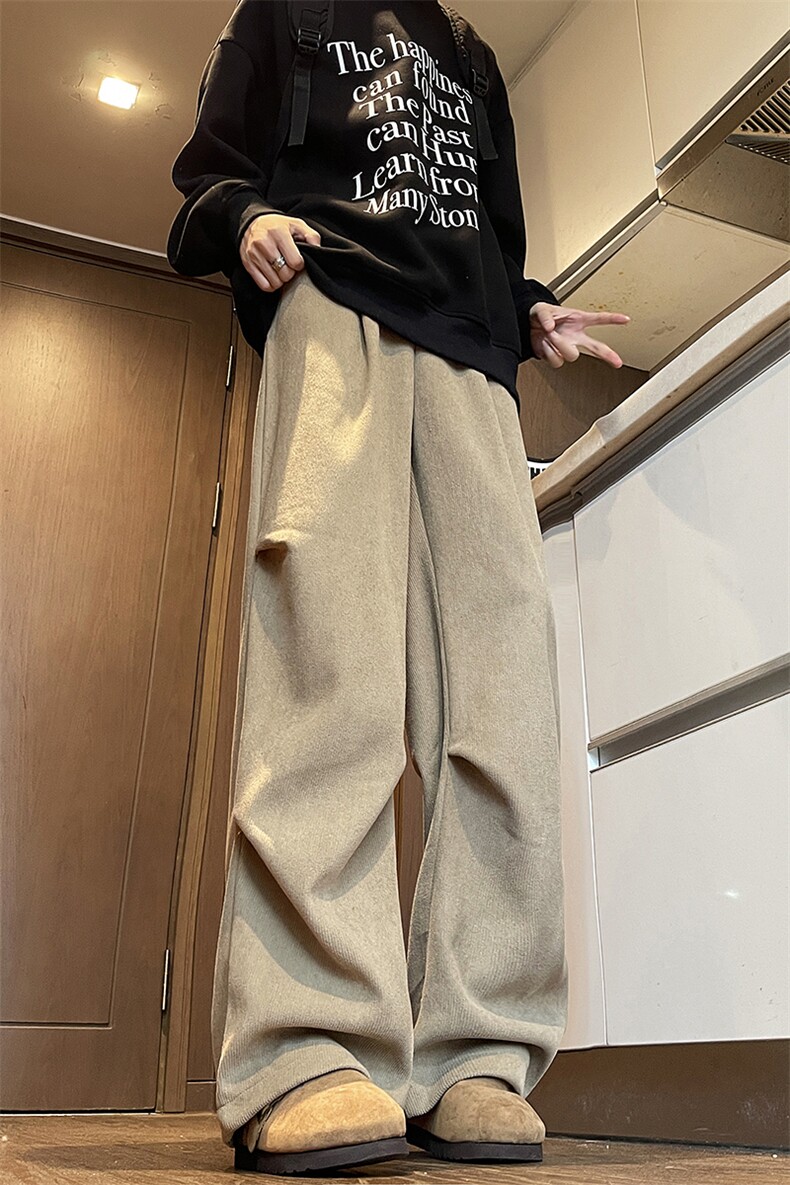 加绒加厚灯芯绒休闲裤半松紧伞兵裤K8410特P55控88有常规款,男装休闲裤,电商A309