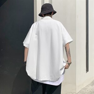 潮流时尚男士休闲西装短袖衬衫外套带挂饰HC88P35图片