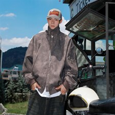 2026港风面料基布聚酯纤维PU皮衣大码M-5XL男JK77867P90控148，男装皮衣，星座227-7