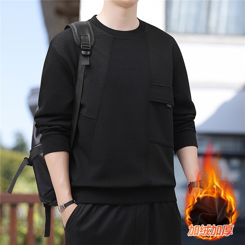 加绒加厚M-8XL休闲圆领拼接卫衣男6081加绒-P52,男装卫衣,星座209