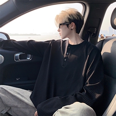 亨利领长袖T港风宽松大码打底衫CH58-特P25无差价，男装T恤，星座214-3