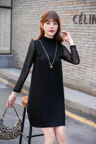 2021秋季新款简约，休闲，通勤风，假两件套连衣裙，女装连衣裙，衣佳佰分