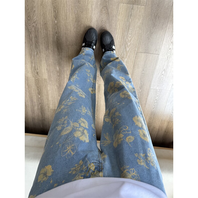 B221美式ins高街暗黑绣花宽松直筒牛仔裤LK25578-特P45控78，男装牛仔裤，电商B221