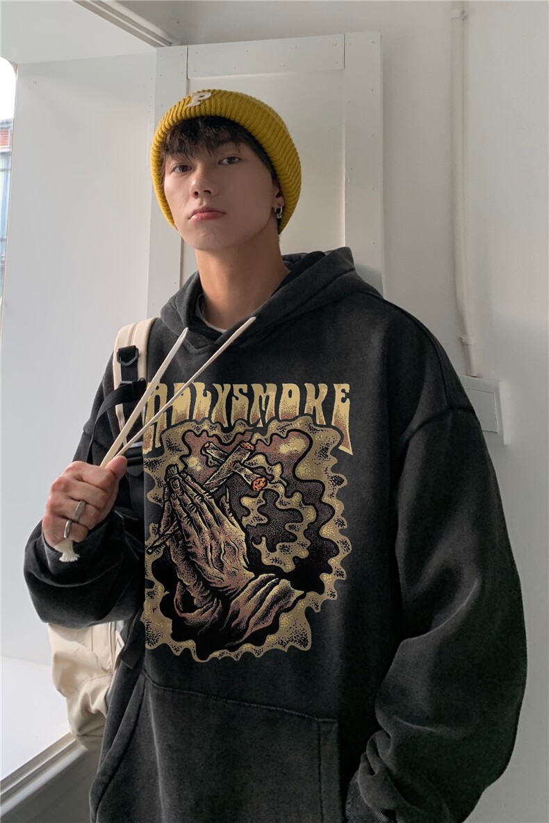 新款秋冬港风宽松连帽套头卫衣X5663-常规P70控88-加绒P80控98,男装卫衣,电商A061-1