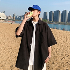 特批32无差价2025夏垂感薄款冰丝大码短袖衬衣男炸街半袖衬衫C847，男装衬衫，电商A001-1