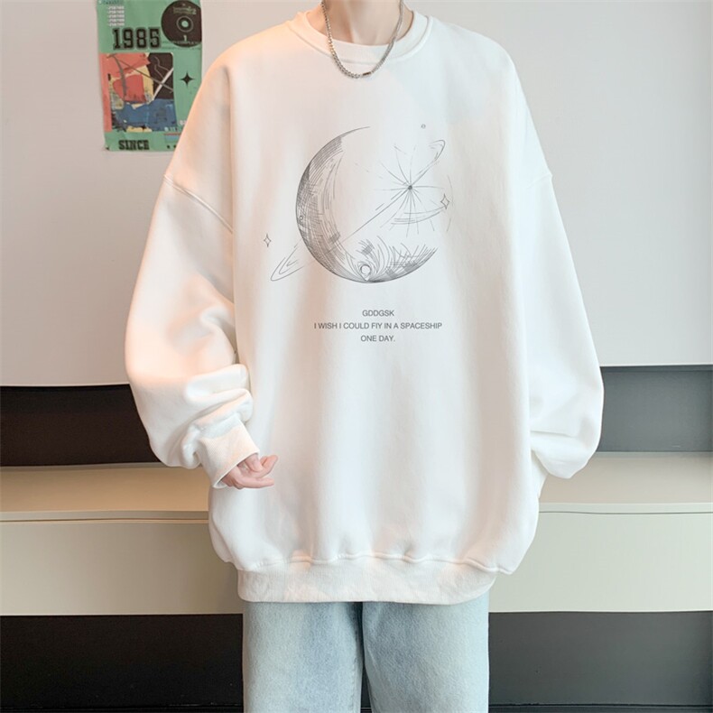 已注册华棉秋冬内景新款百搭圆领卫衣男潮宽松WY9381/P35加绒P45,男装卫衣,电商B316