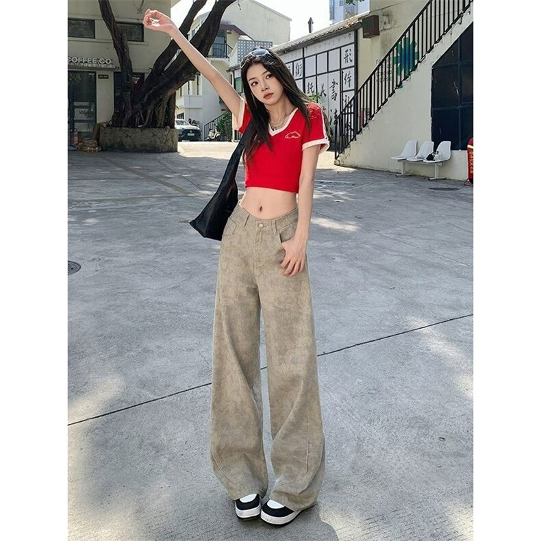 高街做旧脏脏牛仔裤女2025年新款夏季小众高腰扎染宽松显瘦阔腿裤,男装牛仔裤,星座1210-1