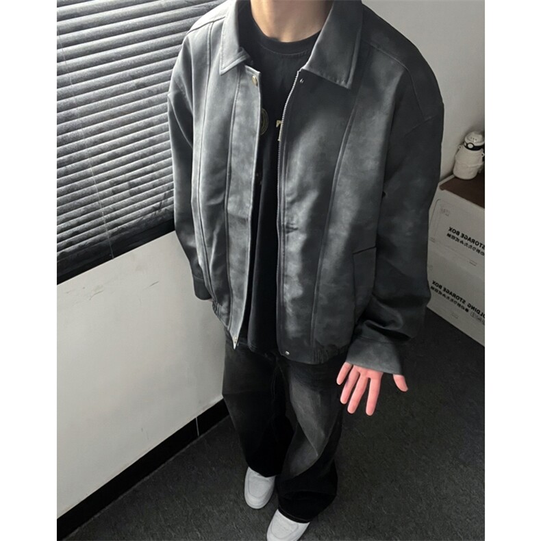 档口图抖音PU皮夹克宽松复古纯色外套DY2407-P80,男装夹克,星座1213