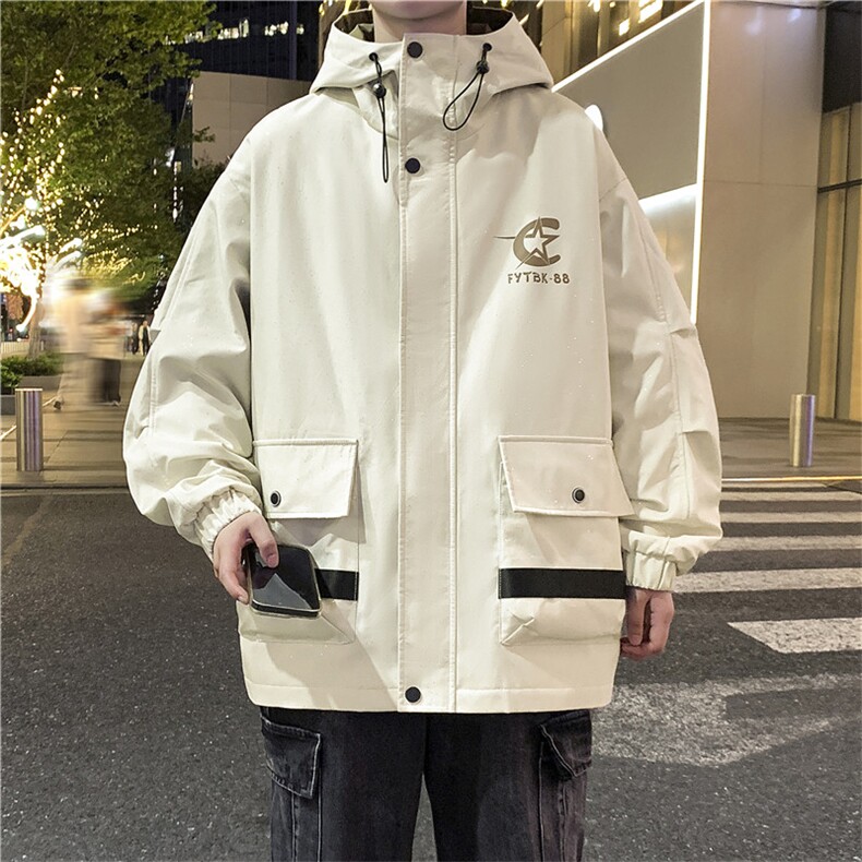 满天星外套男潮牌连帽夹克2026新款秋季工装冲锋衣A436-W113-P68,男装夹克,电商A436