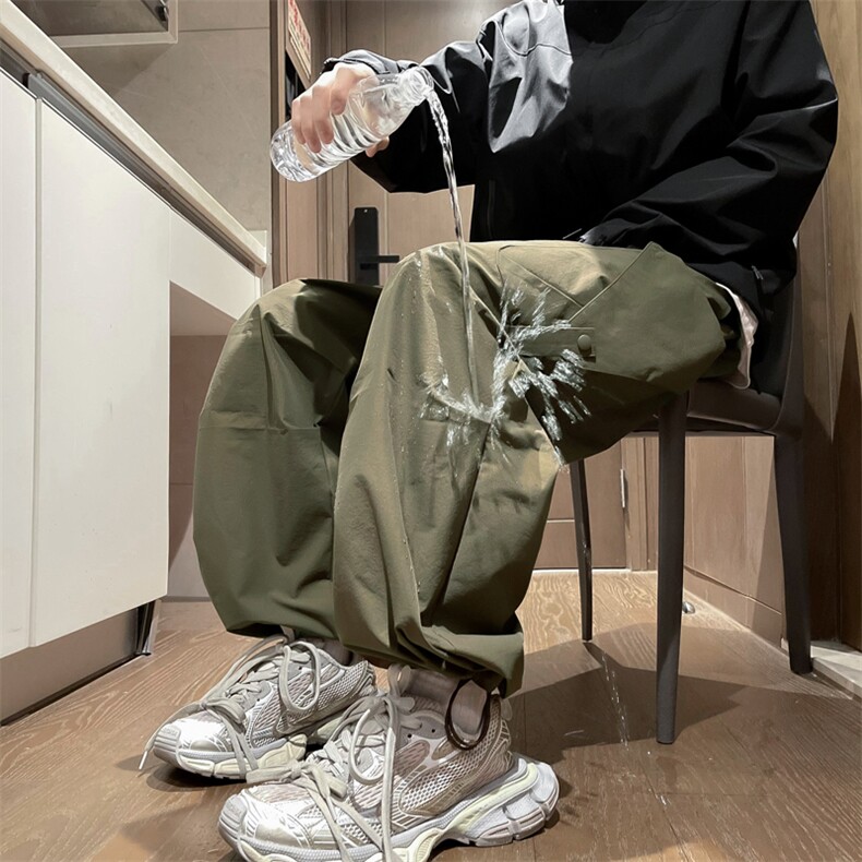 高品质春款男休闲裤工装大口袋褶皱防水抽绳冲锋裤长裤K91 P45图片