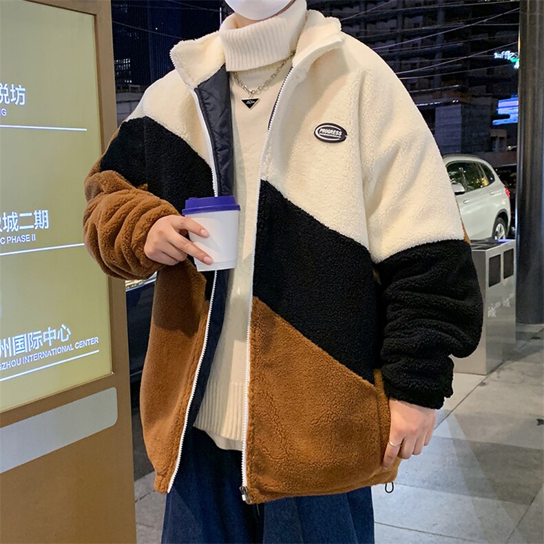 2024新款冬季加绒加厚棉服羊羔绒开衫百搭青少年外套男MY105P95，男装棉衣，电商A086