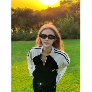 档口现货。T恤男女长袖宽松百搭拼色卫衣ST739-P43图片