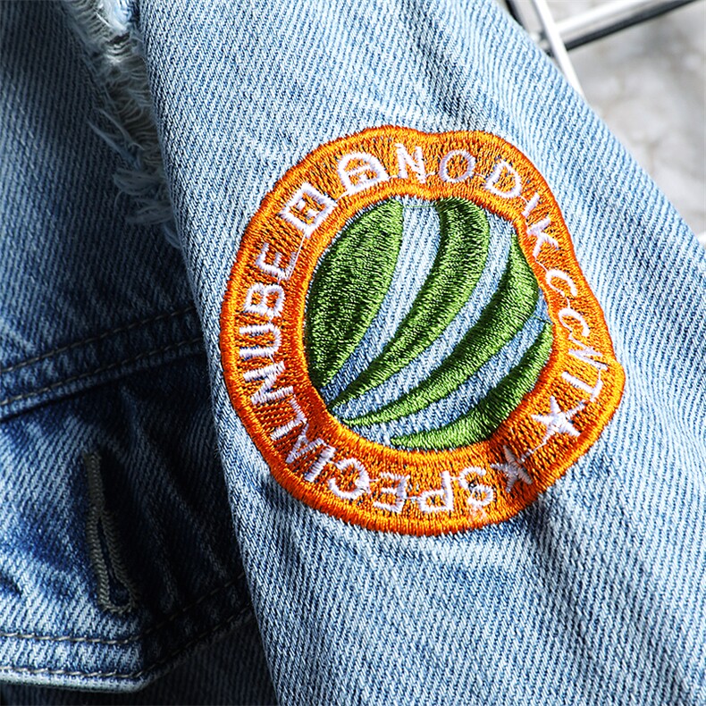 JK822-p80M-5XL网格ins牛仔夹克绣花破洞大码男日系CITYBOY,男装夹克,星座103A