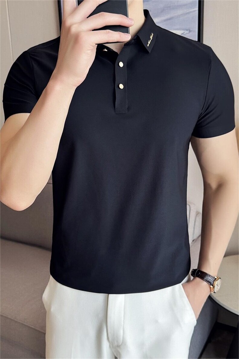 2025主推款大码品质弹力无痕polo衫短袖男士冰丝翻领T恤T0703-P68,男装T恤,电商D342