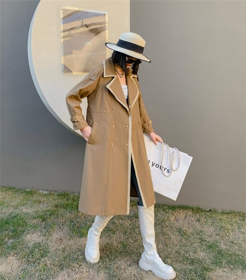 【现货】春季新款拼色风衣，女装风衣，得瑟空间