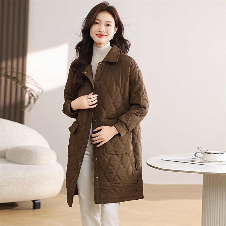 气质翻领轻薄款羽绒棉服女2024秋冬新款宽松显瘦中年妈妈大码棉衣,女装棉衣/棉服,文熹诺